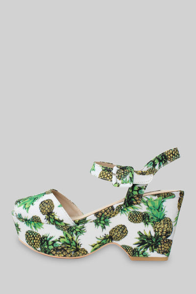 '70s Pineapple Pattern Platform Wedges
